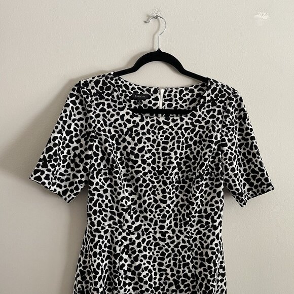 Talbots Sz 2 Snow Leopard Animal Print Career Workwear Short Sleeve Sheath Dress - Picture 4 of 11